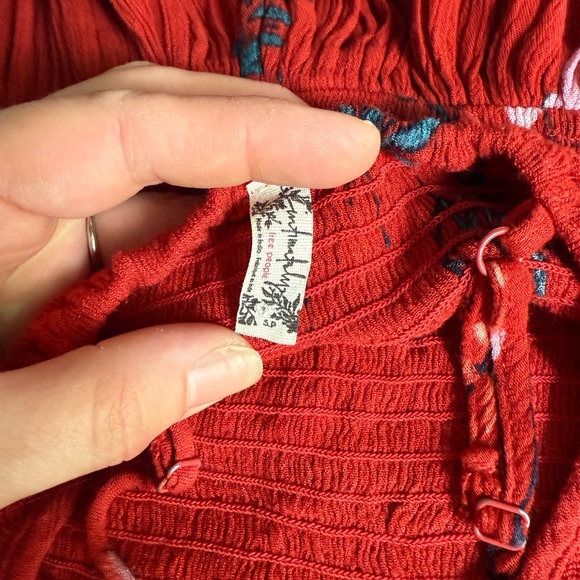 Free People Beau Red Floral Print Smocked Maxi Dress - Picture 5 of 8